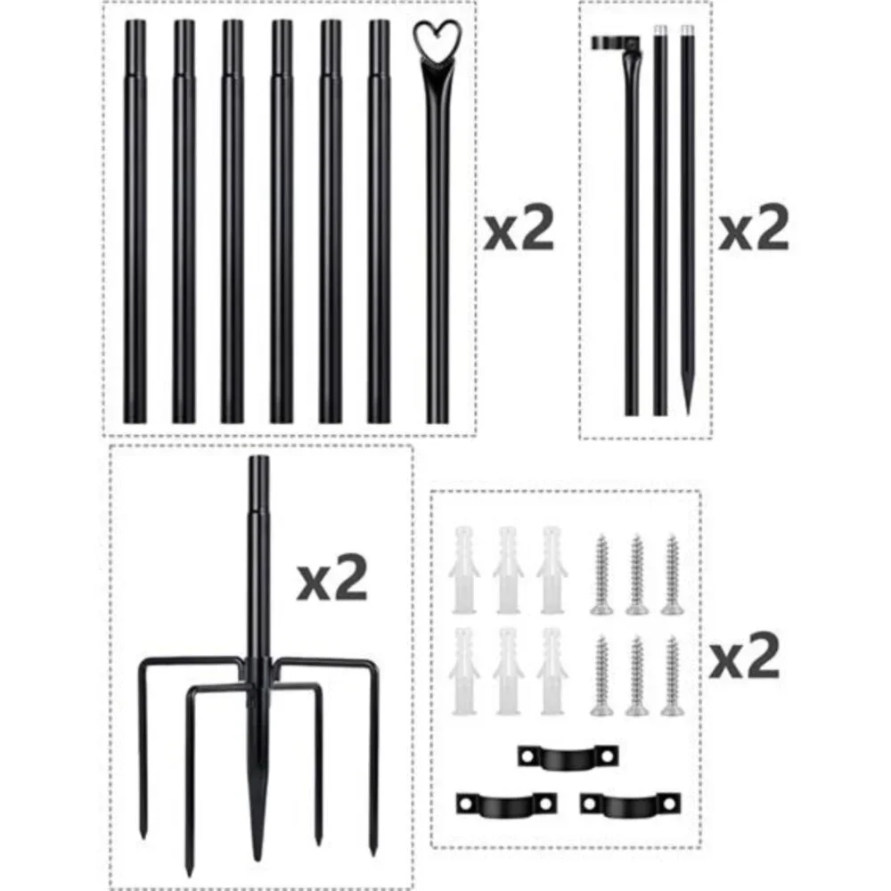 String Light Pole Steel Poles for Outdoor String Lights Hanging, 2‎ Pack